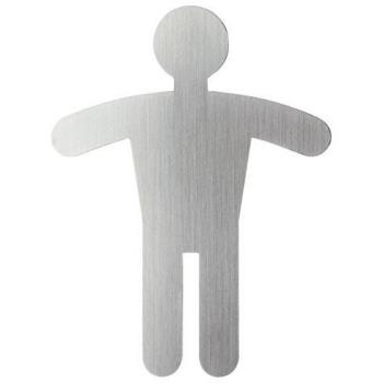 Durable 495123 Placa de puerta Picto WC símbolo hombres, 90 x 120 mm, plata metálica