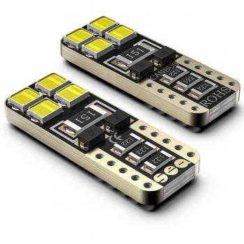 Bombillas LED Coche T10 W5W 6000K SEALIGHT 8 SMD Canbus LED 555 501 558 2825 175 192 168 194 Y Más Wedge Lampara para coches sin polaridad xenón 12V de interior y exterior 2 Pack Luces LED coche