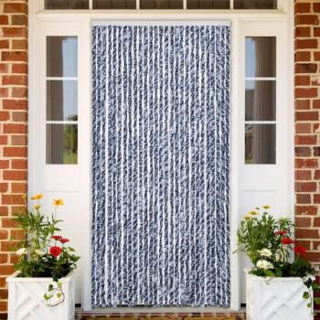 Cortina Mosquitera Chenilla Azul y Blanco 118x220 cm