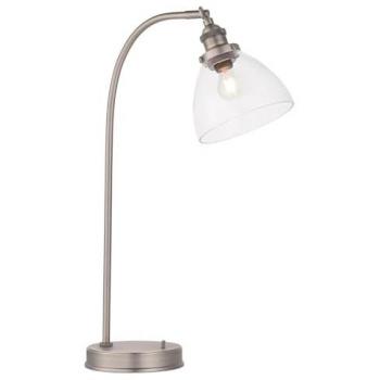 Lámpara de mesa Hansen Acero, vidrio Pintura plata cepillada, vidrio transparente 1 bombilla 53,3cm