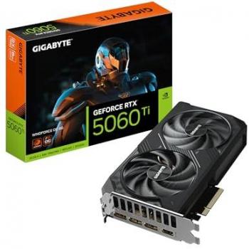 GIGABYTE GeForce RTX 5060 Ti WINDFORCE OC 8GB Graphics Card - GDDR7, PCI-E 5.0, 2587MHz Core Clock, 3x DisplayPort, 1x HDMI
