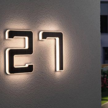 Luz Solar De Fachada LED Casa Número 0 3000K IP44 Batería Reemplazable / Negro