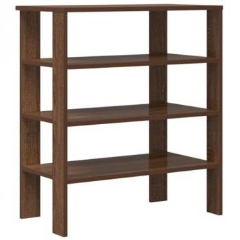 Brown Oak Engineered Wood Shoe Rack 61x32x87.5 cm - Storage Organizer with Shelves