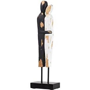 Figura Decorativa Pareja de Metal y Madera Mango 14x9x49 cm - Arte y Artesanía Adda Home