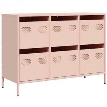 Aparador de acero laminado en frío rosa 101,5x39x73,5 cm, Armario de almacenaje, Mueble aparador, Mueble de almacenaje de Cocina, bufé