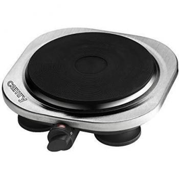 CAMRY CR6510 Hornillo Eléctrico, Placa de Cocina 185mm, Termostato Ajustable, Acero Inoxidable, Portátil, para Viaje y Camping, 1500W