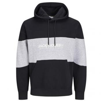 Jack & Jones Plus Size Legacy Blocking Hoodie for Men - Black 3XL