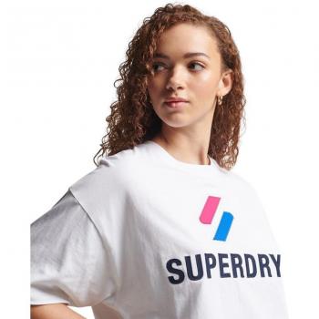 Camiseta Superdry Code Sl Stacked Apq Boxy blanca de manga corta para mujer
