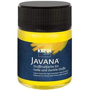 Pintura Textil KREUL JAVANA Amarillo 50 ml - Brillante, a base de agua, para telas claras y oscuras, pastosa, ideal para estampar y usar con plantillas