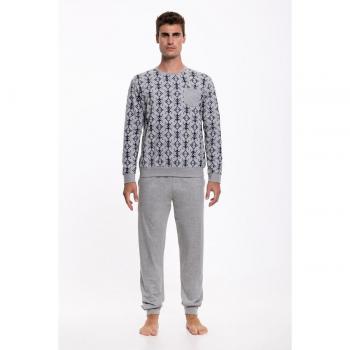 Pijama largo de hombre de punto en color gris