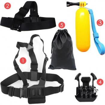 Kit de Accesorios para Cámaras de Acción Deportiva: Correa para la Cabeza, Correa para el Pecho y Montaje Flotante Bobber para SJCAM SJ4000, SJ5000, SJ6 Legend,