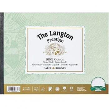 Daler-Rowney The Langton - 12 hojas de papel de acuarela prensado en caliente de 300 g/m², 12 x 9 pulgadas