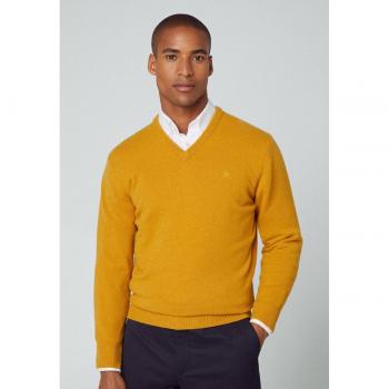 Hackett Men's Lambswool V-Neck Mustard Sweater