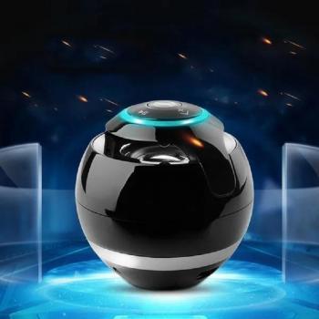 Altavoz Bluetooth Mini Portátil LED Redondo Hi-Fi con Subwoofer para Interior y Exterior, Soporte TF para iPhone/Android - Negro
