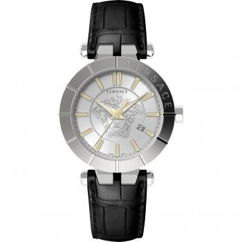Versace V-Race Leather Strap Men's Watch
