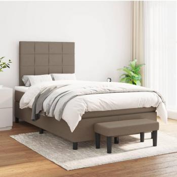 Cama Box Spring con Colchón de Tela Gris Topo 120x200 cm
