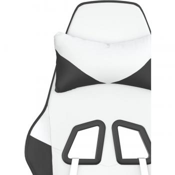 vidaXL Massage Gaming Chair with Footrest in White and Black Faux Leather