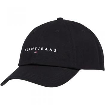 Gorra de béisbol Tommy Jeans Linear Logo 6 Panel Negro Unisex con Logostickerei