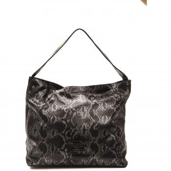 Pompei Donatella Gray Leather Shoulder Bag
