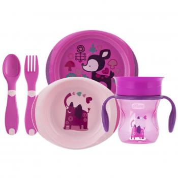 Chicco Complete Baby Feeding Set Pink 12M+