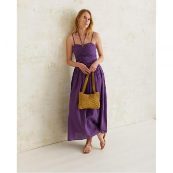 Vestido Drapeado Con Tirantes De Largo Midi Yerse modelo 40860_75