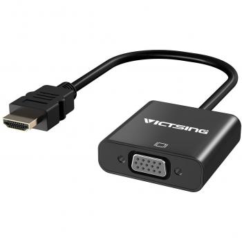 VicTsing 1080P HDMI a VGA Video Adaptador de Cable Conversor para PC Portátil HDTV Proyectores, Raspberry Pi y Otros Dispositivos de Entrada HDMI, Color Negro