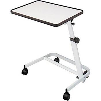 Mesa Auxiliar de Cama Plegable, reclinable y con Ruedas y Freno Color Blanco