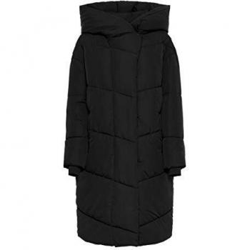 NOISY MAY Tally Long Mujer Abrigo de Invierno Negro S, 100% poliéster,