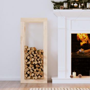 Estante para Leña VidaXL 41x25x100 cm Madera Maciza de Pino Color Natural, Blanco, Gris