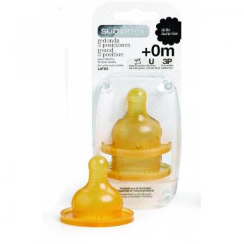 Suavinex Tetina Látex Redonda 3 Posiciones Boca Ancha, Pack de 2