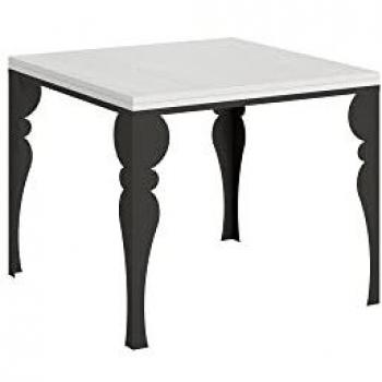 Mesa abatible extensible Paxon Libra 90x90/180 cm color blanco ceniza con estructura antracita