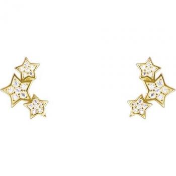 Pendientes Luxenter Familia Pide un deseo de plata de ley 925 bañada en oro amarillo de 18K con circonita brillante