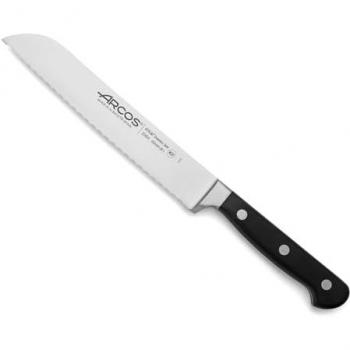 Cuchillo Panero Ópera 180 mm - Hoja de Acero Inoxidable Forjado Nitrum®, Filo Ondulado, Mango Negro de Polioximetileno (POM), Ideal para Romper la Corteza del Pan