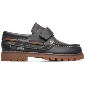 Camper Compas Kids' Leather Boat Shoes with Velcro Closure