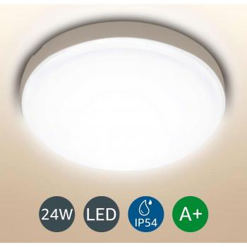 LE 24W Lámpara LED de Techo 2200LM Plafón LED Blanco Neutro 4000K Resistente al Agua IP54 para Baño Dormitorio Cocina Sala de Estar Comedor Balcón Pasillo