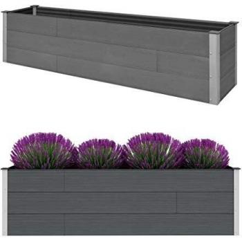 vidaXL Arriate de WPC Macetas Tiestos Casa Decoración Flores Floristería Jarrones Plantas Hierbas Jardinería Hogar Bricolaje 200x50x54 cm Gris