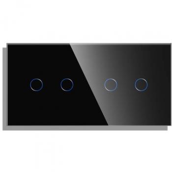 Frontal cristal negro KOOB 4 botones 2 módulos
