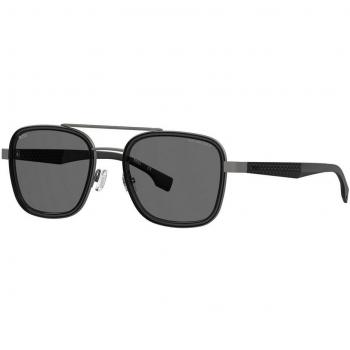 Hugo Boss 1486/S PTA M9 54 Rectangular Aviator Sunglasses, 54mm - Gray/Gray Polarized Solid - Size: One Size