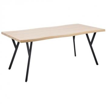 Mesa de comedor rectangular moderna Alton 180 x 90 cm tablero MDF patas base de acero madera clara