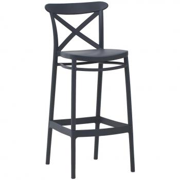 Cross Polypropylene Indoor and Outdoor Bar Stool - Dark Grey