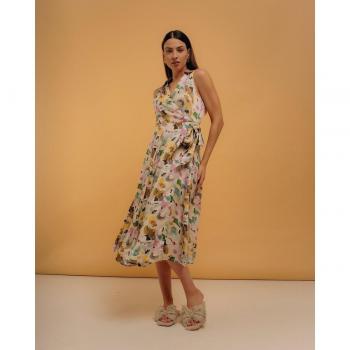 Niza - Vestido midi cruzado con estampado personalizado y manga sisa