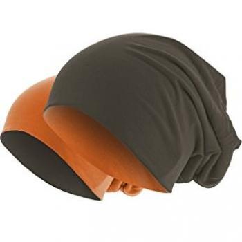 Reversible Jersey Beanie Hat (Chocolate/Orange)