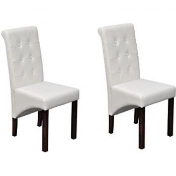 vidaXL Set de 2 sillas clásicas de Comedor de Cuero Color Blanco