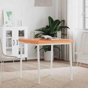 Mesa cuadrada de madera maciza de haya 70x70x4 cm Marrón