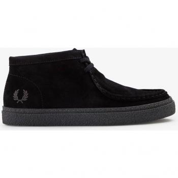 Fred Perry - Botines de hombre de piel con pespuntes en negro