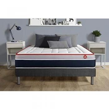 Somier gris VITALIT + Colchón viscoelástico 140 x 190 cm - Confort equilibrado - 26 cm de altura