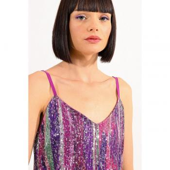 Top de mujer con lentejuelas y tirantes finos