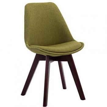 Silla de Comedor Borneo V2 Tapizada en Tela Verde Nogal con Estilo Nórdico y Base de Madera
