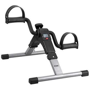 AGM Pedales Estaticos, Mini Bicicleta Estática, Pedaleador Plegable LCD Pantalla, Máquinas de Piernas para Entrenamiento de Brazos y Piernas Resistencia Ajustable