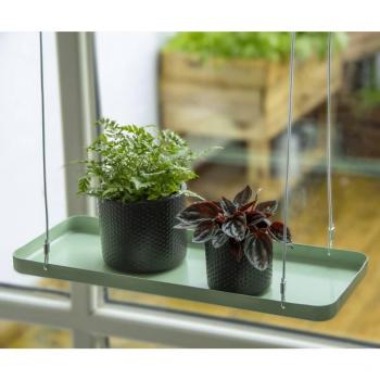 Bandeja colgante para plantas rectangular verde S Esschert Design 38 cm de largo